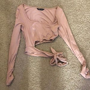 Pink Long sleeve high crop top